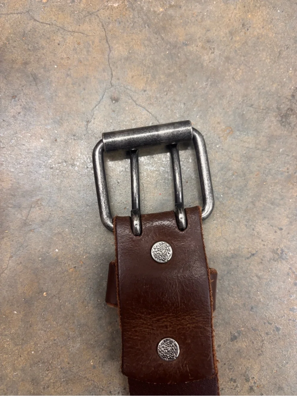 GAP Vintage Dark Brown Heavyweight Cow Leather Double Prong Belt Womens 32